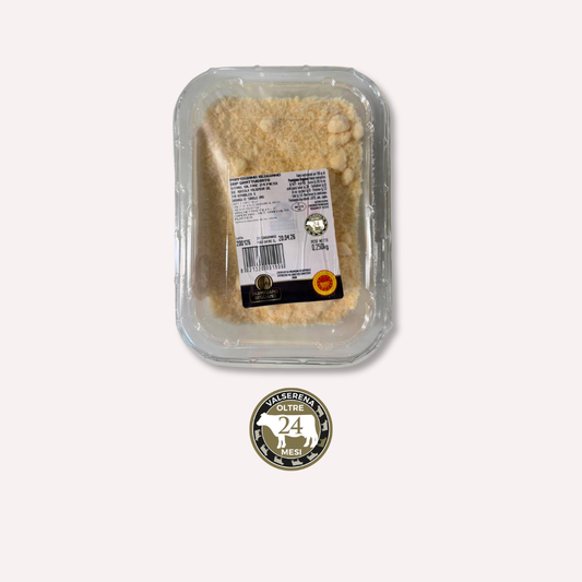 Tray of grated cheese aged over 24 months