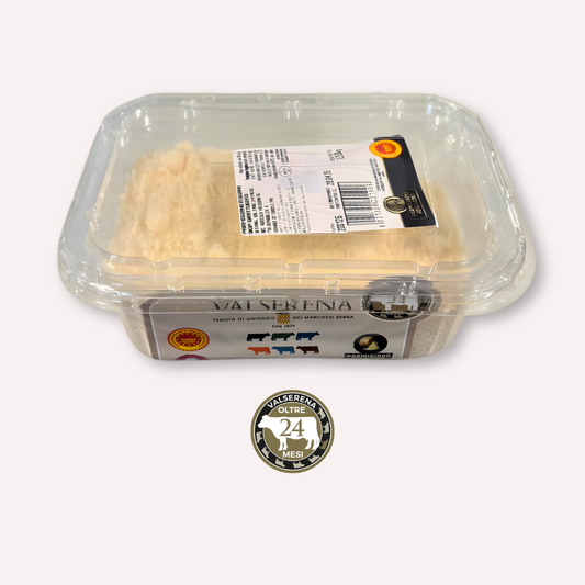 Tray of grated cheese aged over 24 months