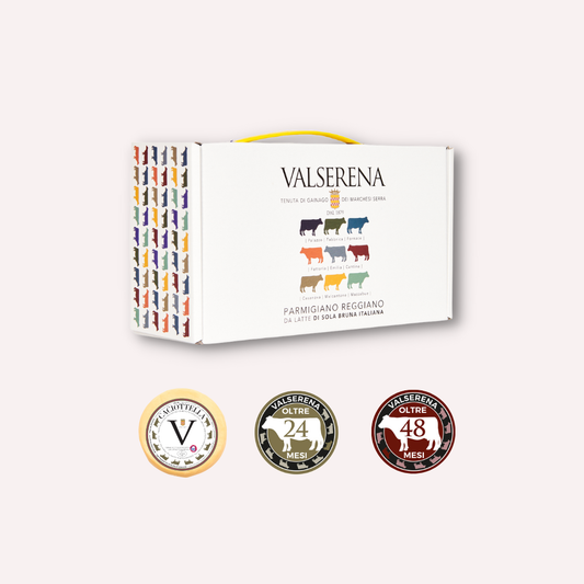 Box of Caciotta, 24/48 month Parmigiano, Assetta & Cavatappi